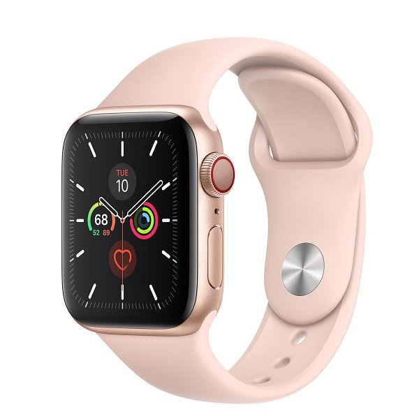 Apple Watch Series 5 GPS + Cellular, 40mm Gold Aluminum Case with Pink Sand Sport Band