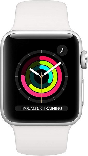 Apple Watch Series 3 [GPS 38mm] Smart Watch w/ Silver Aluminum Case & White Sport Band. Fitness & Activity Tracker, Heart Rate Monitor, Retina Display, Water Resistant