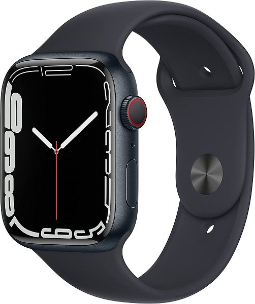 Apple Watch Series 7 [GPS + Cellular 45mm] Smart Watch w/ Midnight Aluminum Case with Midnight Sport Band. Fitness Tracker, Blood Oxygen & ECG Apps, Always-On Retina Display, Water Resistant