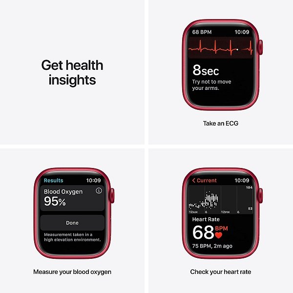 Apple Watch Series 7 [GPS + Cellular 45mm] Smart watch w/ (PRODUCT)RED Aluminum Case with (PRODUCT)RED Sport Band. Fitness Tracker, Blood Oxygen & ECG Apps, Always-On Retina Display, Water Resistant