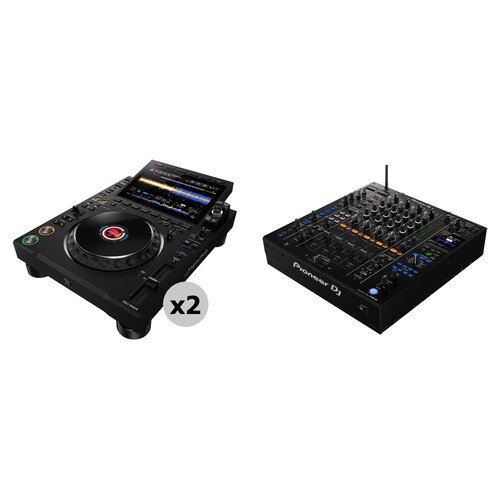 AlphaTheta CDJ-3000X Next-Gen Flagship Kit with DJM-A9 Mixer (Pair, Black)