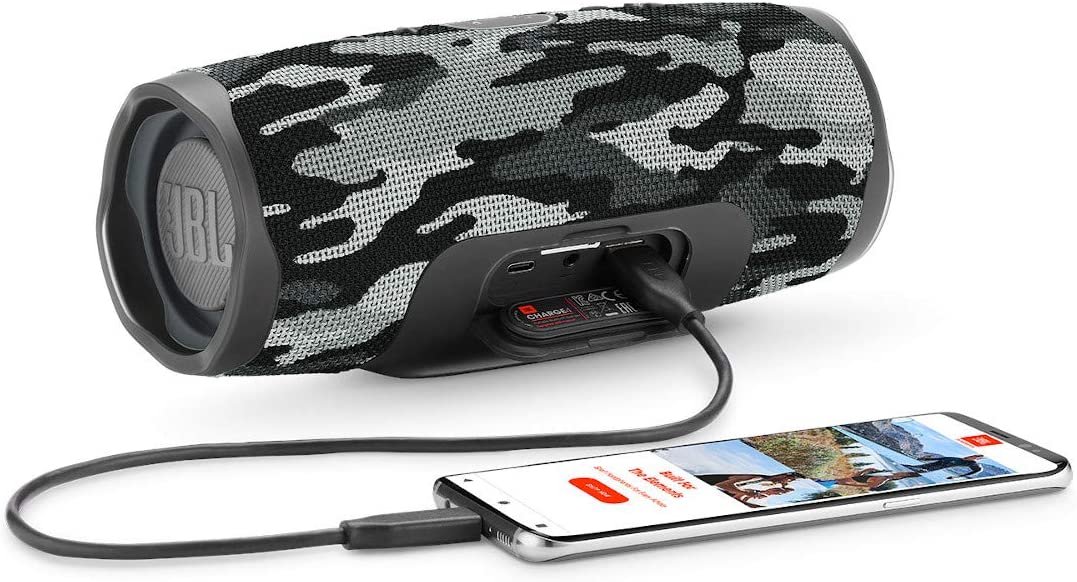 JBL Charge 4 Portable Bluetooth Speaker (Black/White Camouflage)
