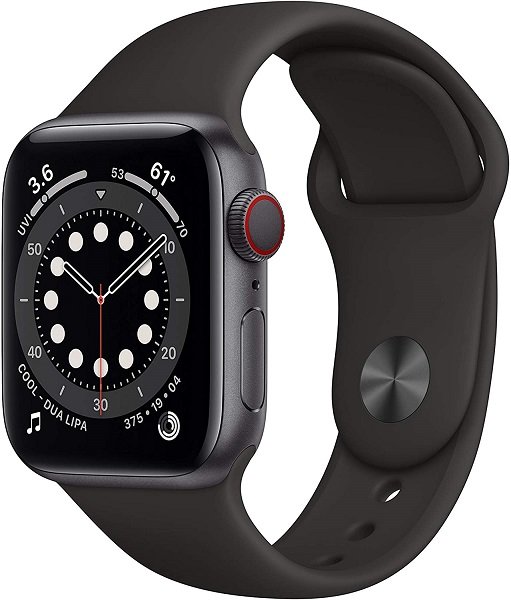 Apple Watch Series 6 (GPS + Cellular, 40mm) - Space Gray Aluminum Case with Black Sport Band
