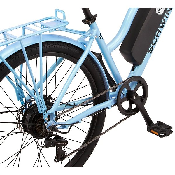 Schwinn - EC1 Electric Cruiser-Style Bicycle; 26-inch Wheels, 7 Speeds, Blue
